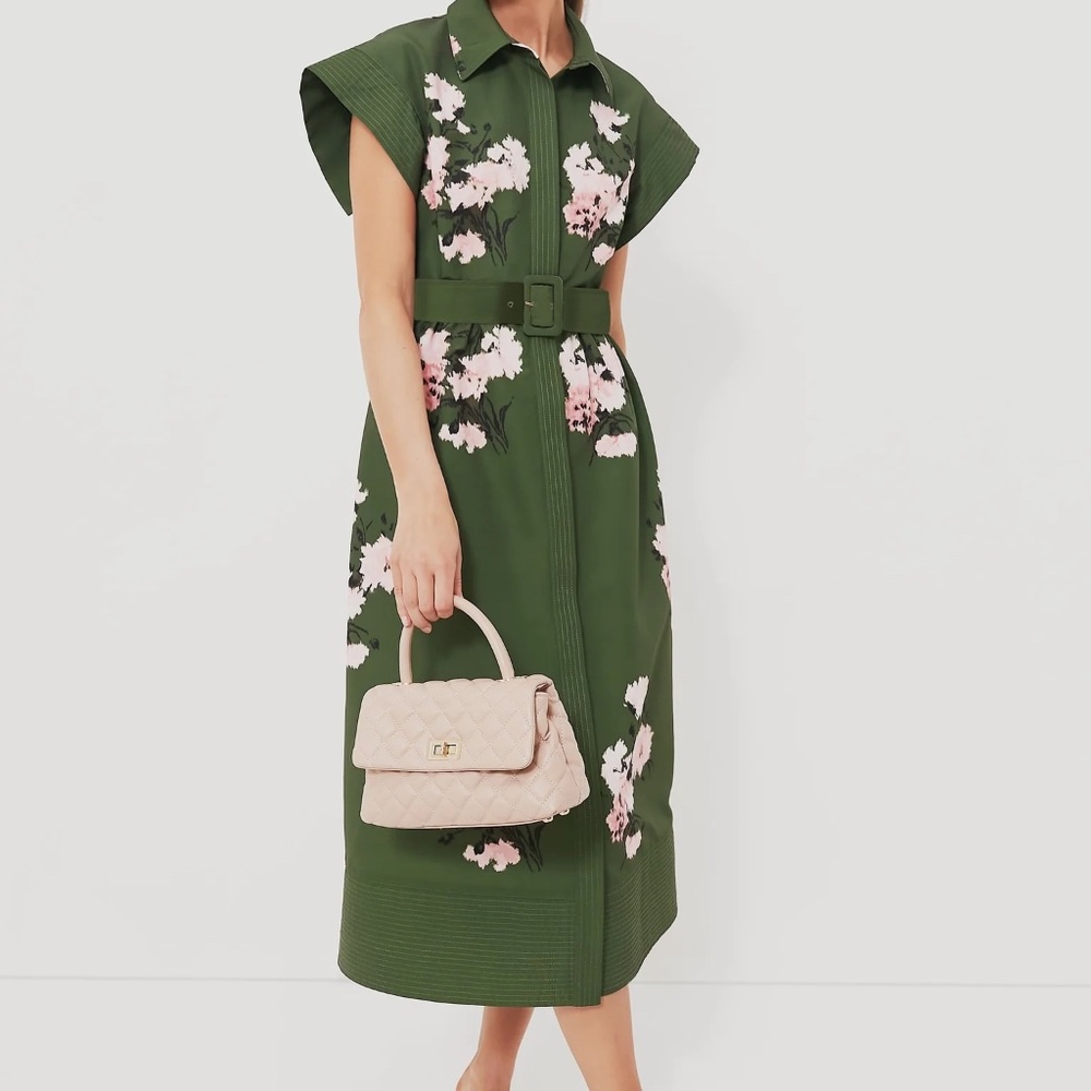 TUCKERNUCK  Olive and Pressed Powder Floral Chloe Dress- Size L
